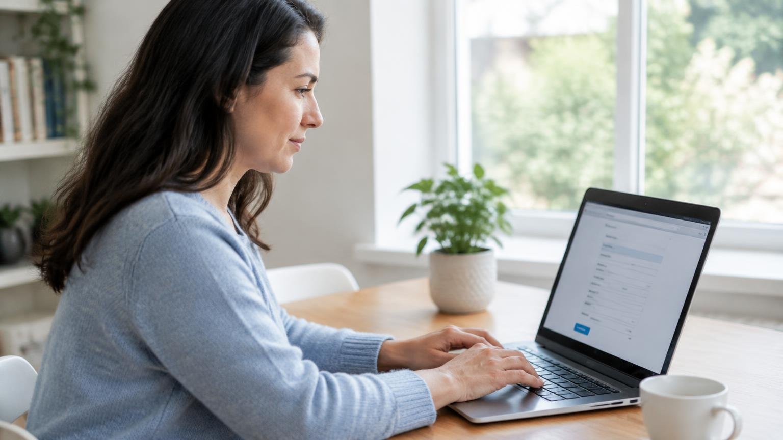 A patient completing online GP registration on a laptop at home